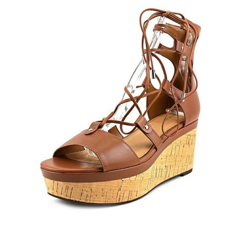 Coach "Barkley" lace up wedge sandals 6.5